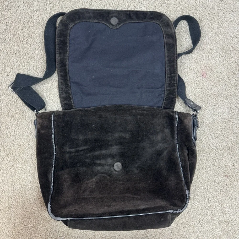 Vintage Y2K Juicy Couture Laptop Computer Messenger Bag Brown Velour‎ Velvet